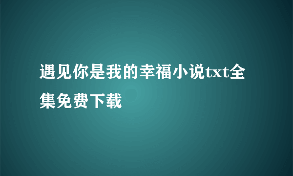 遇见你是我的幸福小说txt全集免费下载