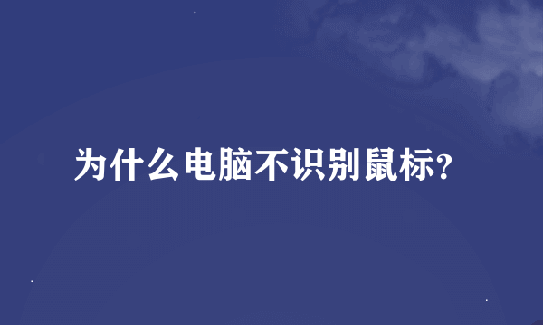 为什么电脑不识别鼠标？