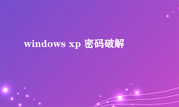 windows xp 密码破解