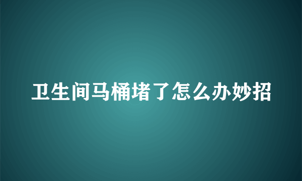 卫生间马桶堵了怎么办妙招