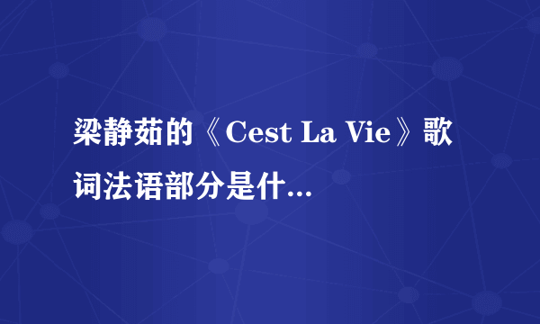 梁静茹的《Cest La Vie》歌词法语部分是什么意思？