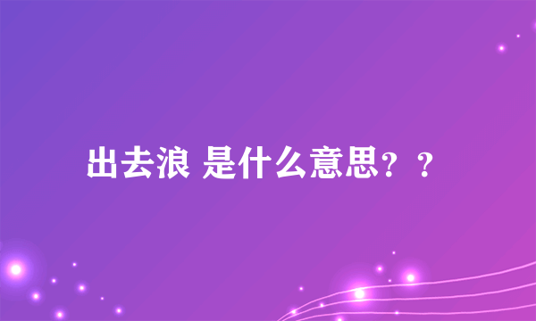 出去浪 是什么意思？？