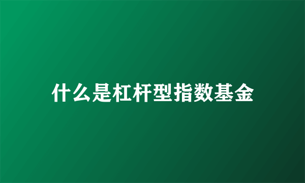 什么是杠杆型指数基金