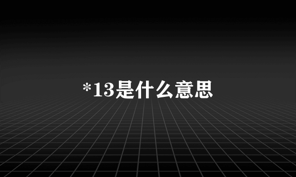 *13是什么意思