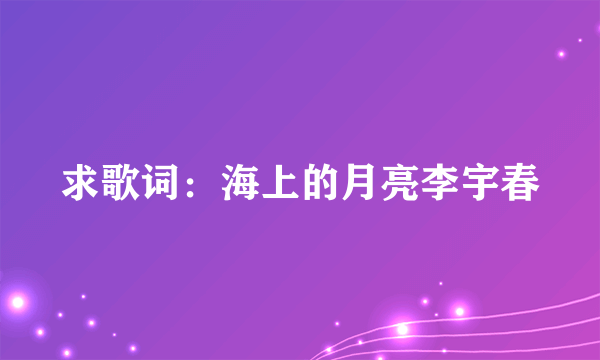 求歌词：海上的月亮李宇春