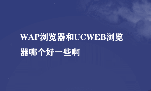 WAP浏览器和UCWEB浏览器哪个好一些啊