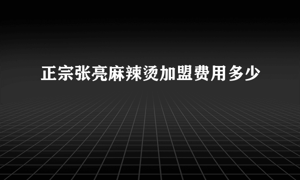 正宗张亮麻辣烫加盟费用多少