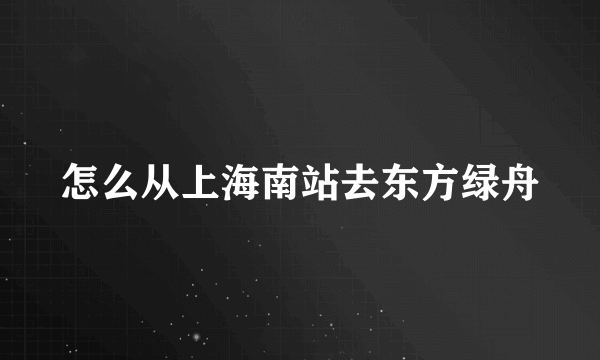 怎么从上海南站去东方绿舟