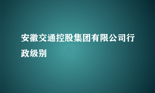 安徽交通控股集团有限公司行政级别