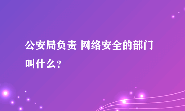 公安局负责 网络安全的部门叫什么？