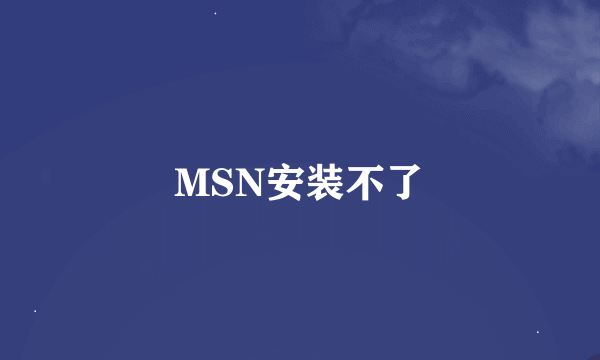 MSN安装不了