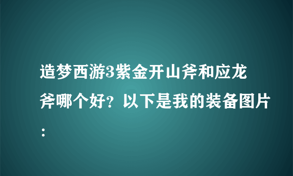 造梦西游3紫金开山斧和应龙斧哪个好？以下是我的装备图片：