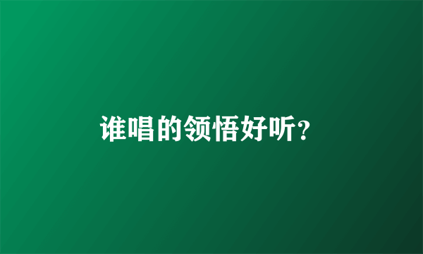 谁唱的领悟好听？