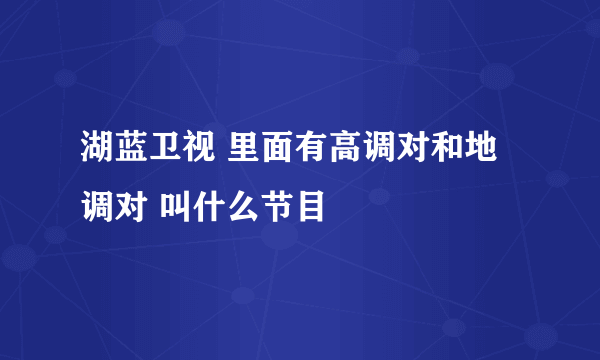 湖蓝卫视 里面有高调对和地调对 叫什么节目