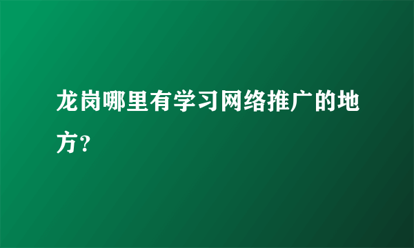 龙岗哪里有学习网络推广的地方？