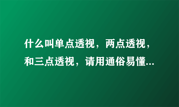 什么叫单点透视，两点透视，和三点透视，请用通俗易懂的话解释，百度的解释很复杂。并给出三种透视的图片