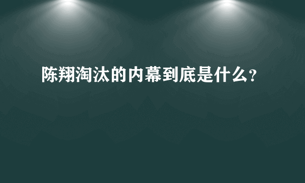 陈翔淘汰的内幕到底是什么？