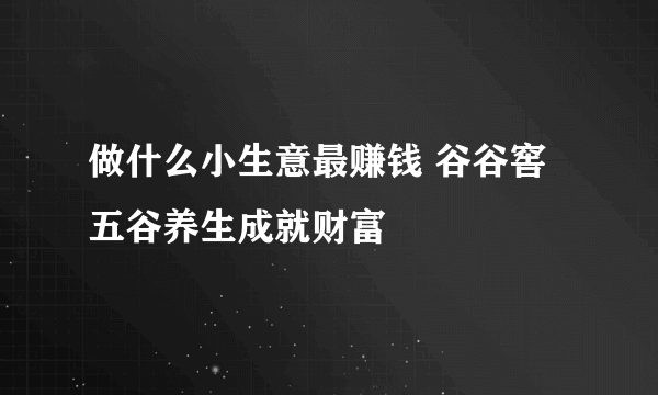 做什么小生意最赚钱 谷谷窖五谷养生成就财富