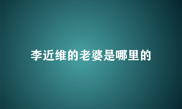 李近维的老婆是哪里的