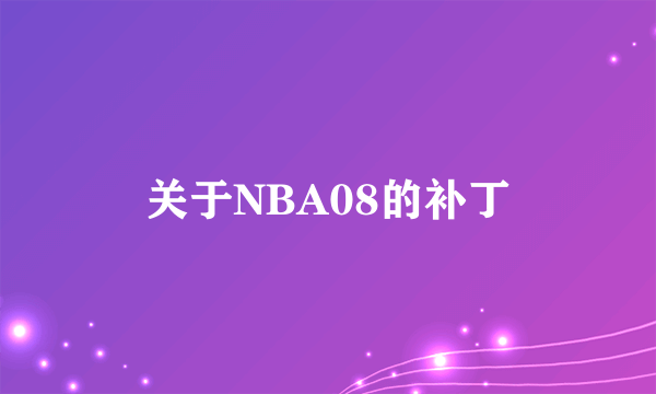 关于NBA08的补丁