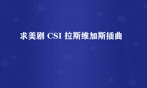 求美剧 CSI 拉斯维加斯插曲