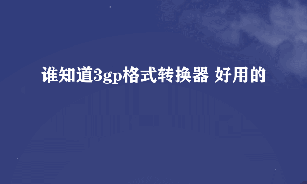 谁知道3gp格式转换器 好用的