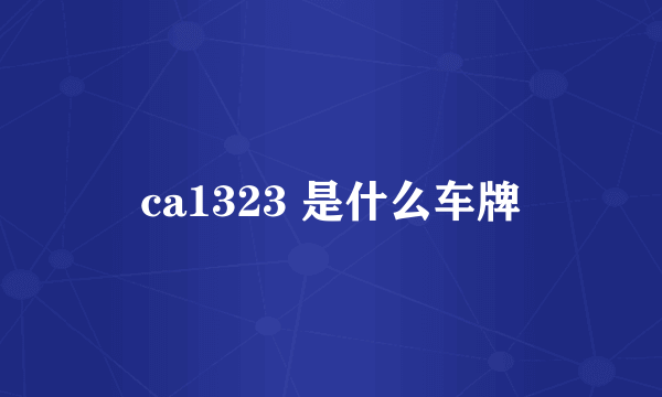 ca1323 是什么车牌