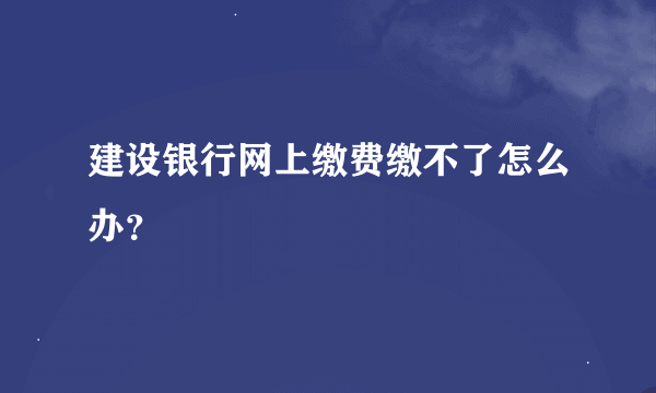 建设银行网上缴费缴不了怎么办？