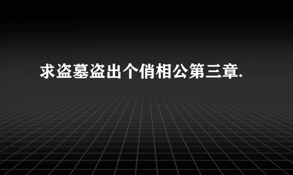 求盗墓盗出个俏相公第三章.