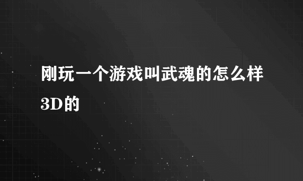 刚玩一个游戏叫武魂的怎么样3D的