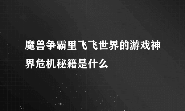 魔兽争霸里飞飞世界的游戏神界危机秘籍是什么