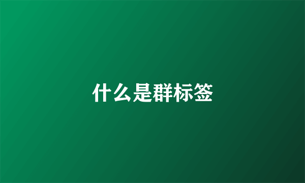 什么是群标签