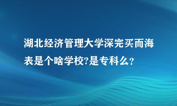 湖北经济管理大学深完买而海表是个啥学校?是专科么？