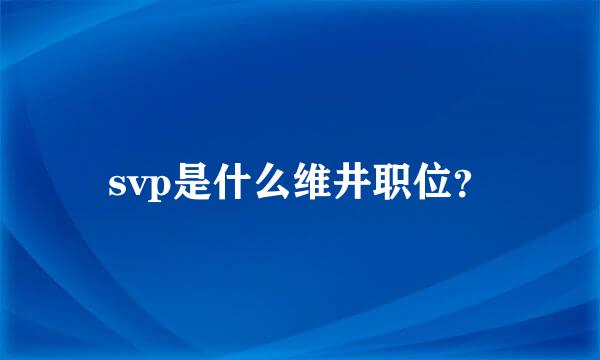 svp是什么维井职位？