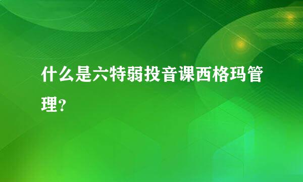 什么是六特弱投音课西格玛管理？