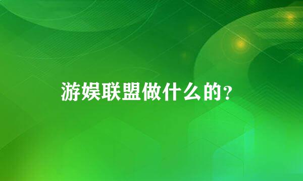 游娱联盟做什么的？