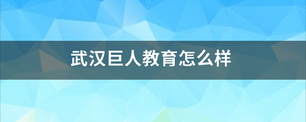 武汉巨人教育怎么样