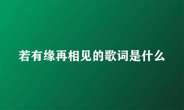 若有缘再相见的歌词是什么