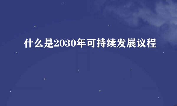 什么是2030年可持续发展议程