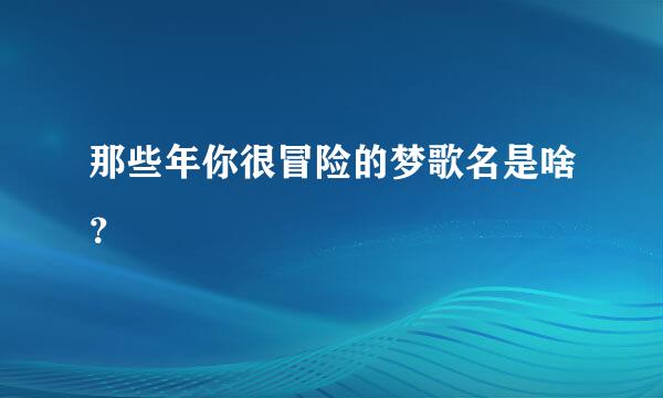 那些年你很冒险的梦歌名是啥？