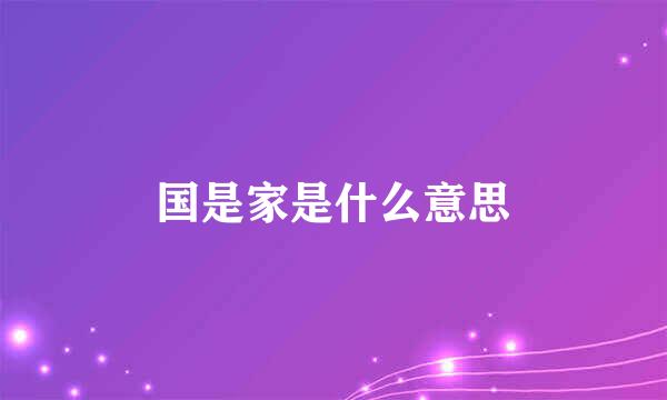 国是家是什么意思