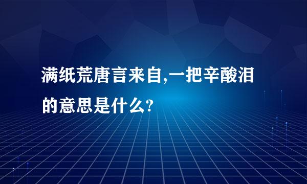 满纸荒唐言来自,一把辛酸泪的意思是什么?