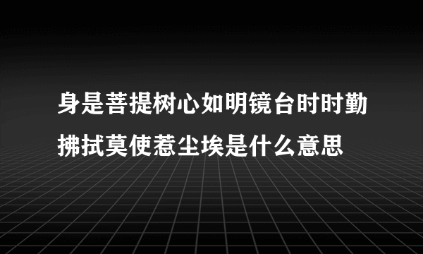 身是菩提树心如明镜台时时勤拂拭莫使惹尘埃是什么意思