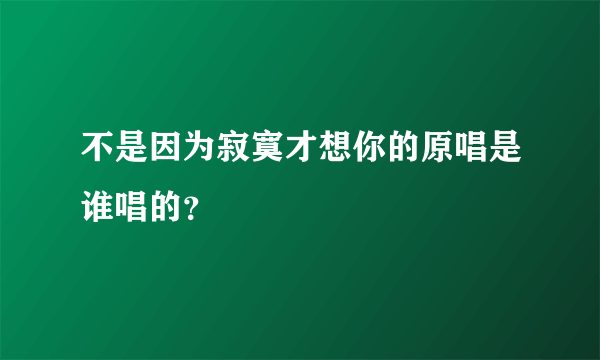 不是因为寂寞才想你的原唱是谁唱的？