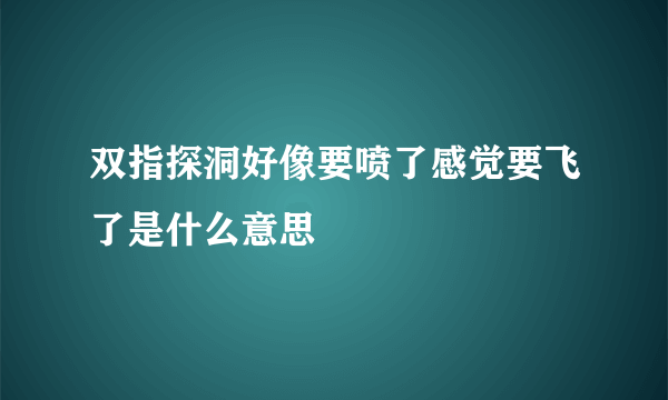 双指探洞好像要喷了感觉要飞了是什么意思