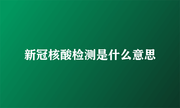 新冠核酸检测是什么意思