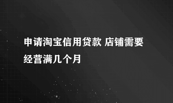 申请淘宝信用贷款 店铺需要经营满几个月