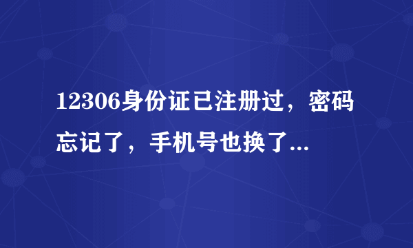 12306身份证已注册过，密码忘记了，手机号也换了怎么办，邮箱也没有