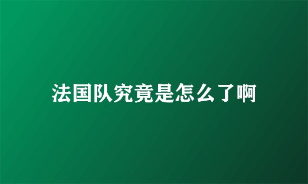 法国队究竟是怎么了啊