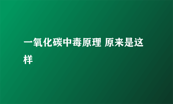 一氧化碳中毒原理 原来是这样